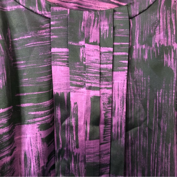 ANNE KLEIN 100% Silk Purple & Black Paint Brush Pattern Blouse – Women's Large - Picture 3 of 10